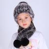 Ladlebroom 1-10 Years Old Children New Rabbit Fur Woven Scarf Wool Baby Neck Hat Two-Piece Set Autumn and Winter view 2