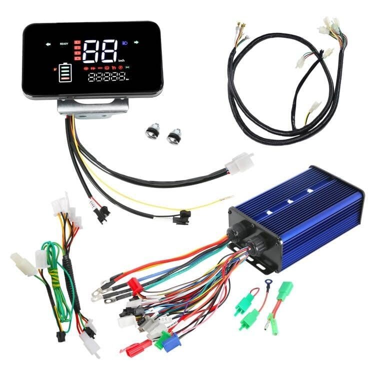 YC Yier 36V 48V 60V 72V 84V 350W-3000W 60A Brushless Motor Controller + LCD Display Panel Speedometer + Wiring Harness for Electric Bicycle E Bike Scooter ATV Quad Buggy Go Kart