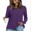 Addtoo Womens 2026 Fall Tunic Tops Casual Long Sleeve Pleated Blouse Warm Loose Dressy Tshirt Medium Dark Purple view 1