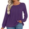 Addtoo Womens 2026 Fall Tunic Tops Casual Long Sleeve Pleated Blouse Warm Loose Dressy Tshirt Medium Dark Purple view 2