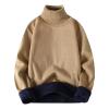 Buddhi Mens Fleece Lined Sweaters 2023 Fashion Turtleneck Sweaters Slim Fit Basic Knitted Thermal Casual Long Sleeve Pullover Sweatshirt Fall Winter Warm Clothes Gold view 1