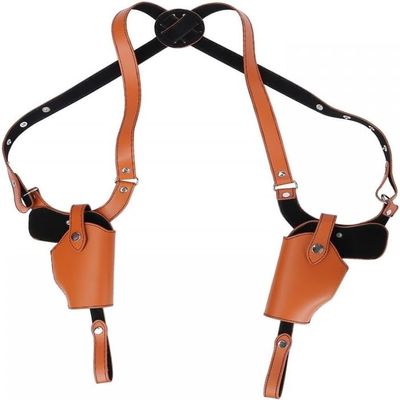 Shoulder Holster, Dual Gun Shoulder Holster PU Leather Concealed Carry Holster Adjustable Vertical Gun Holster for Right and Left Hand (Size : Brown)