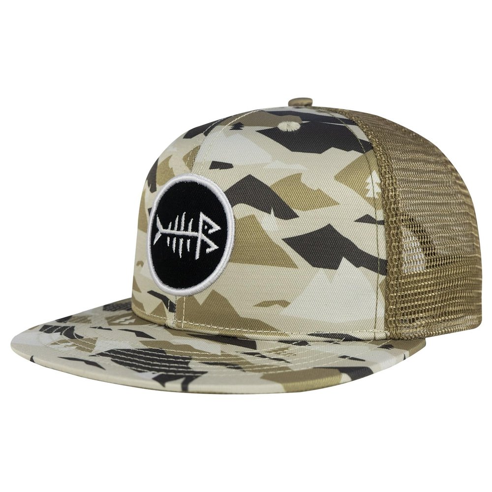BASSDASH Flat Brim Trucker Cap Adjustable Snapback Hat Mesh Back for Men Women
