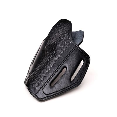 Premium Leather Belt Holster fits Colt King Cobra or Colt Python, Handcrafted, 3 Slot Pancake, Basket Pattern, Right Handed, PulsarHolster (Black, Colt Python 4.25" Barrel)