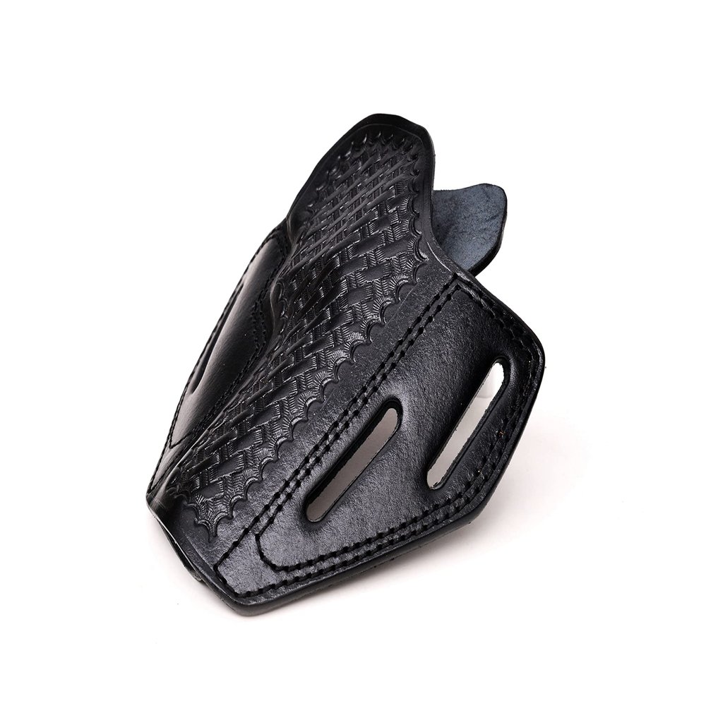 Premium Leather Belt Holster fits Colt King Cobra or Colt Python, Handcrafted, 3 Slot Pancake, Basket Pattern, Right Handed, PulsarHolster (Black, Colt Python 4.25" Barrel)