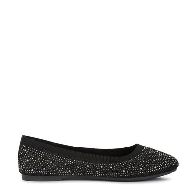 Splash Rhinestones Embellished Ballet Flats Black