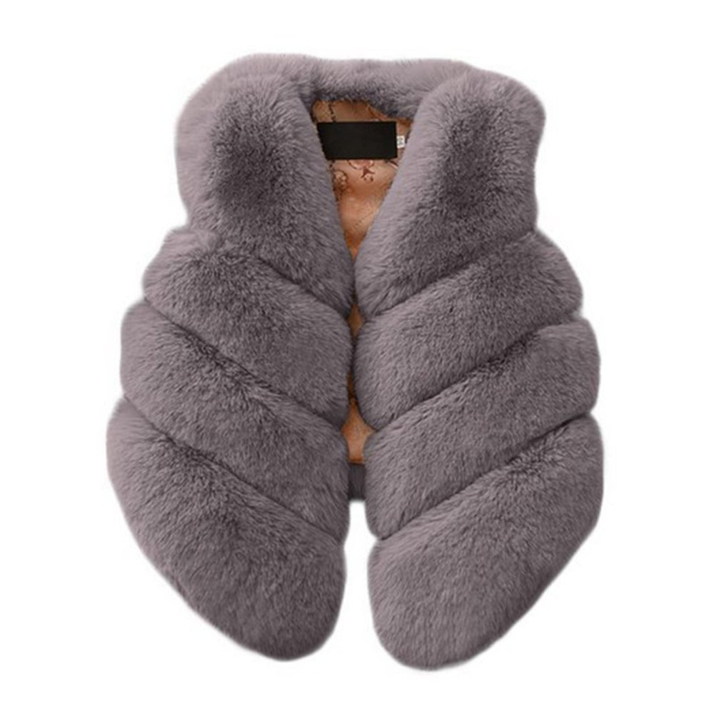 Toddler Girl Faux Vest Coat Winter Warm Baby Kids Furry Vest Jacket Cute Thick Soft Puffy Outerwear (Grey-3, 7-8 Years)