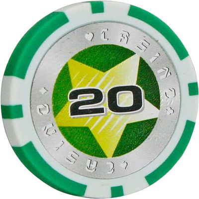 Yarsanor 50 Piece Poker Chips Monte Carlo, Casino Games Laser Chips Metal Core 14 Gram Texas Holdem Blackjack Counting Game Chips (Color : 50 Pieces, Size : $20)