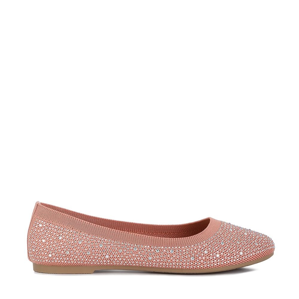 Splash Rhinestones Embellished Ballet Flats Pink