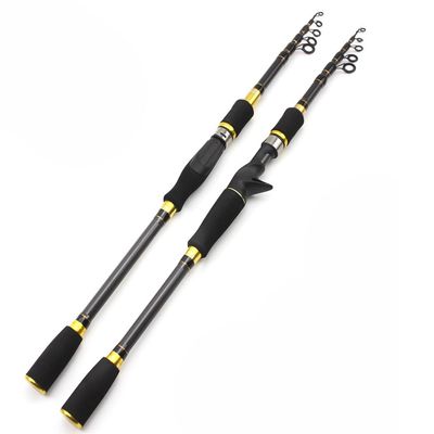 KTGCOZS Ultra-Short Carbon Fiber Telescopic Fishing Rod Sea Saltwater Portable Spinning Pole (Spinning Rod, 2.4m)