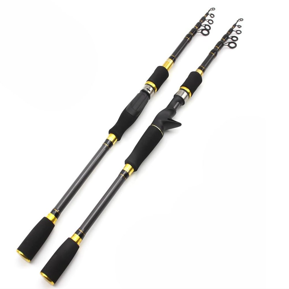 KTGCOZS Ultra-Short Carbon Fiber Telescopic Fishing Rod Sea Saltwater Portable Spinning Pole (Spinning Rod, 2.4m)