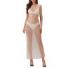 Honganda Sexy Women's Sheer Mesh Pearl Rhinestone Cover Up Dress Beach Swimwear Bikini Bathing Suit Coverups (White, XXXL) view 1