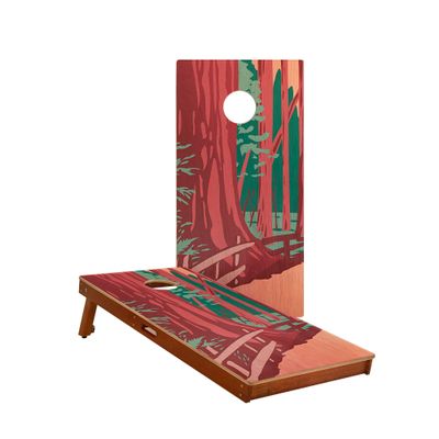 Skip's Garage Redwoods Waterproof Cornhole Boards - Includes (2) Boards (NO Bags) + (1) Black Carrying Case