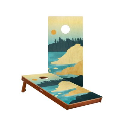 Skip's Garage Acadia Waterproof Cornhole Boards - Includes (2) Boards (NO Bags) + (1) Case & (2) Edge Lights