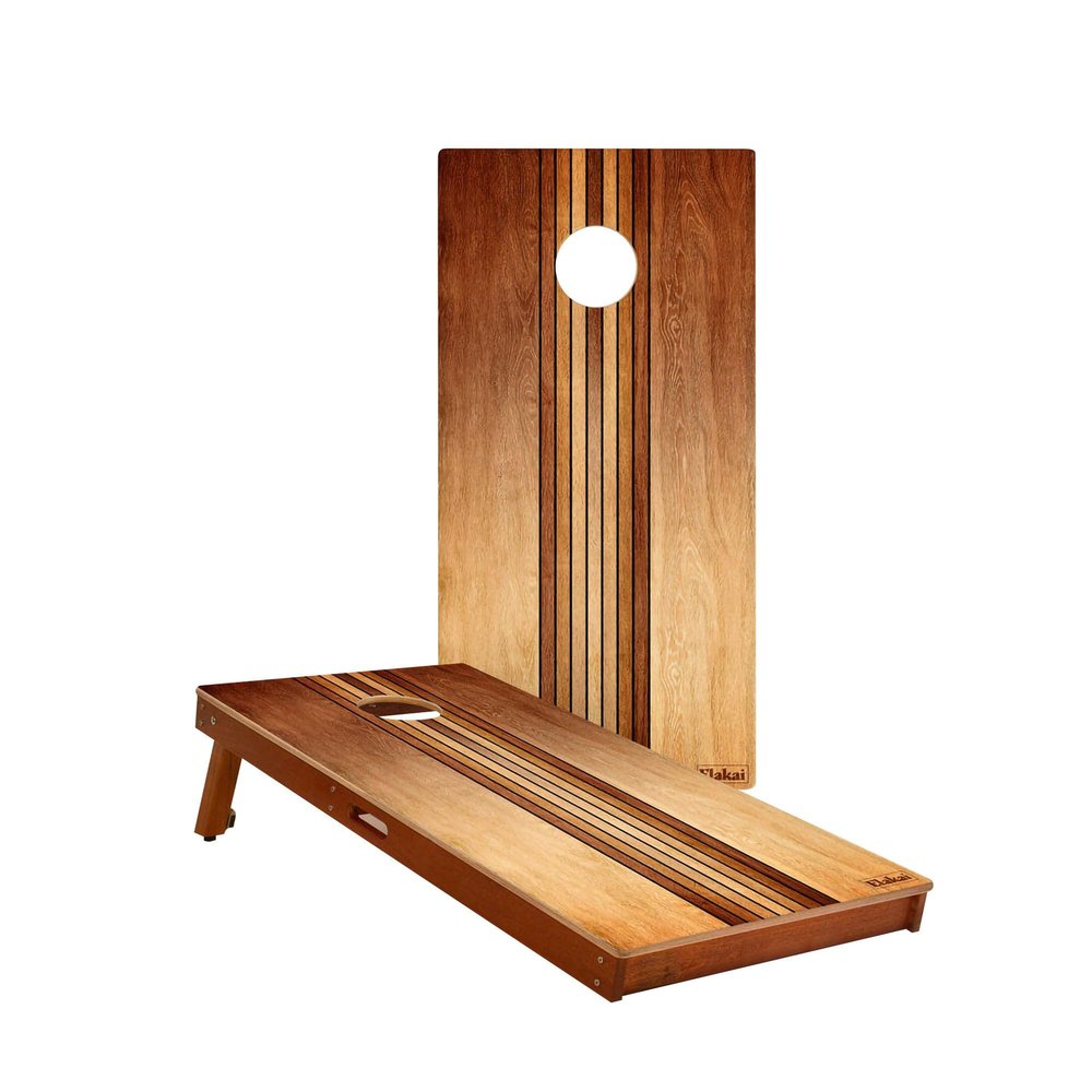 Skip's Garage Retro Woody Waterproof Cornhole Boards - Includes (2) Boards (NO Bags) + (1) Black Carrying Case