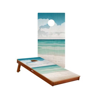 Skip's Garage Gulf Island Shore Waterproof Cornhole Boards - Includes (2) Boards (NO Bags) + (1) Black Carrying Case