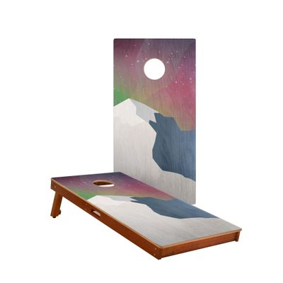 Skip's Garage Aurora Waterproof Cornhole Boards - Includes (2) Boards (Resin Bags) + (1) Case & (2) Hole Lights