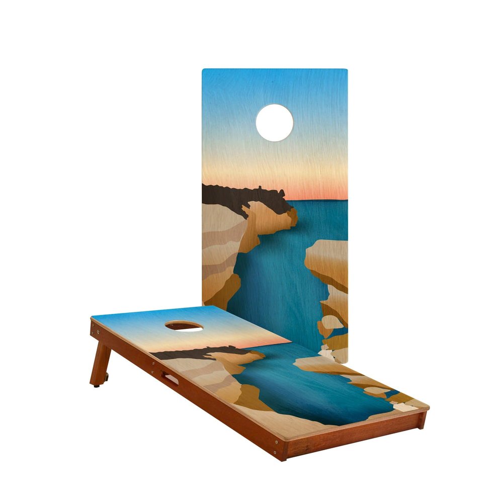 Skip's Garage Pictured Rocks Waterproof Cornhole Boards - Includes (2) Boards (Resin Bags) + (1) Case & (2) Hole Lights
