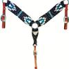 Cheval's International Western Mohair Horse Breast Collar, Handmade Premium Wool & Leather Equestrian Tack, Adjustable, Durable & Comfortable Saddle Breastplate for Horses - Black & White, Full view 1