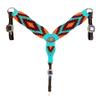 Cheval's International Western Mohair Horse Breast Collar, Handmade Premium Wool & Leather Equestrian Tack, Adjustable, Durable & Comfortable Saddle Breastplate for Horses - Aqua Orange, Pony view 1