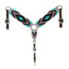 Cheval's International Western Mohair Horse Breast Collar, Handmade Premium Wool & Leather Equestrian Tack, Adjustable, Durable & Comfortable Saddle Breastplate for Horses - Aqua Grey & Black, Pony view 1