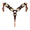Cheval's International Western Mohair Horse Breast Collar, Handmade Premium Wool & Leather Equestrian Tack, Adjustable, Durable & Comfortable Saddle Breastplate for Horses - Black & Beige, Full view 1