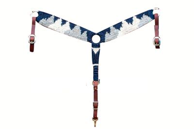 Cheval's International Western Mohair Horse Breast Collar, Handmade Premium Wool & Leather Equestrian Tack, Adjustable, Durable & Comfortable Saddle Breastplate for Horses - White & Grey, Full