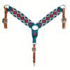 Cheval's International Western Mohair Horse Breast Collar, Handmade Premium Wool & Leather Equestrian Tack, Adjustable, Durable & Comfortable Saddle Breastplate for Horses - Red & Grey, Full view 1