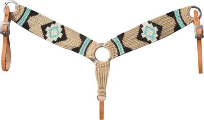 Cheval's International Western Mohair Horse Breast Collar, Handmade Premium Wool & Leather Equestrian Tack, Adjustable, Durable & Comfortable Saddle Breastplate for Horses - Beige, Cob