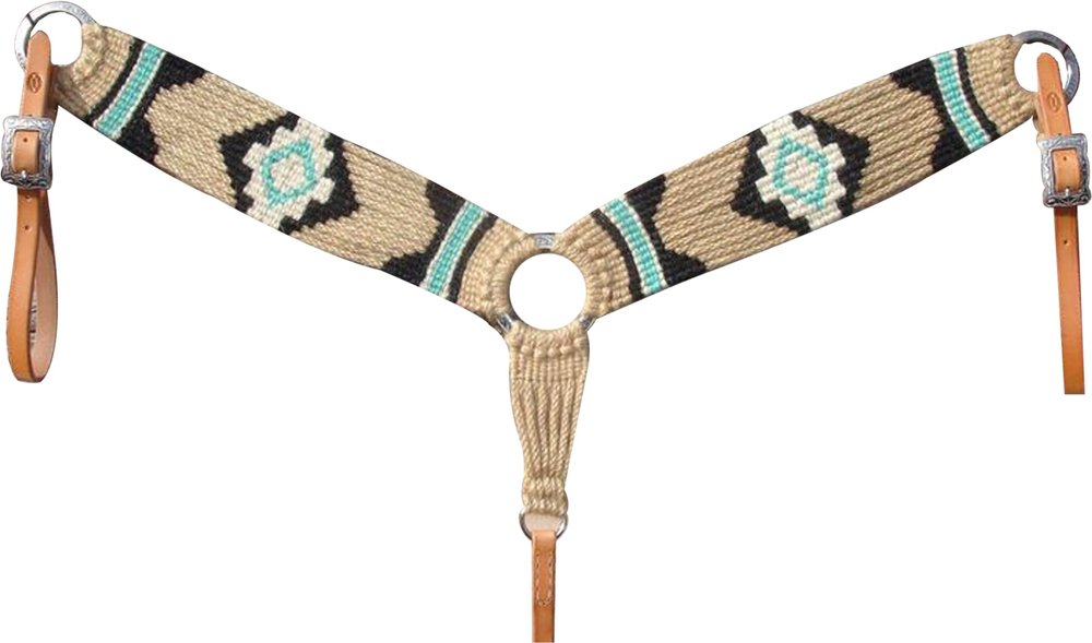 Cheval's International Western Mohair Horse Breast Collar, Handmade Premium Wool & Leather Equestrian Tack, Adjustable, Durable & Comfortable Saddle Breastplate for Horses - Beige, Cob