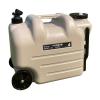 Water Container Water Tank with Wheels 28L with Spigot with Screw Lid Water Storage Carrier Water Barrel for Camping Bath RV, Khaki view 1