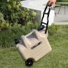 Water Container Water Tank with Wheels 28L with Spigot with Screw Lid Water Storage Carrier Water Barrel for Camping Bath RV, Khaki view 2
