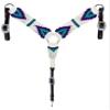 Cheval's International Western Mohair Horse Breast Collar, Handmade Premium Wool & Leather Equestrian Tack, Adjustable, Durable & Comfortable Saddle Breastplate for Horses - White & Green, Cob view 1