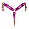 Cheval's International Western Mohair Horse Breast Collar, Handmade Premium Wool & Leather Equestrian Tack, Adjustable, Durable & Comfortable Saddle Breastplate for Horses- Pink, Cob view 1