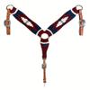Cheval's International Western Mohair Horse Breast Collar, Handmade Premium Wool & Leather Equestrian Tack, Adjustable, Durable & Comfortable Saddle Breastplate for Horses - Maroon & White, Cob view 1