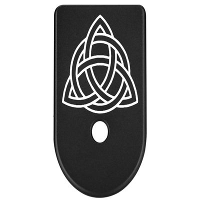 NDZ Performance Magazine Base Plate Finger Extension for Glock Gen 1-5 9mm 40 .357 SIG, Laser Engraved Black Anodized Aluminum Spiritual Images - Celtic Knot