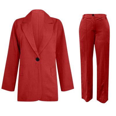 Women 2023 Fall Two Piece Outfits Blazer Jackets and Wide Leg Pants with Pockets Business Work Office Casual Suit Sets