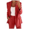 Women 2023 Fall Two Piece Outfits Blazer Jackets and Wide Leg Pants with Pockets Business Work Office Casual Suit Sets view 4
