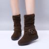 HINDOLA Women's Mid Calf Boots Comfortable Snow Warm Ankle Boots Buckle Fur Lined Outdoor Shoes Suede Anti Slip Waterproof Winter Booties view 2