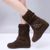 HINDOLA Women's Mid Calf Boots Comfortable Snow Warm Ankle Boots Buckle Fur Lined Outdoor Shoes Suede Anti Slip Waterproof Winter Booties view 3