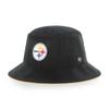 47 Men's Black Pittsburgh Steelers Thick Cord Bucket Hat view 1