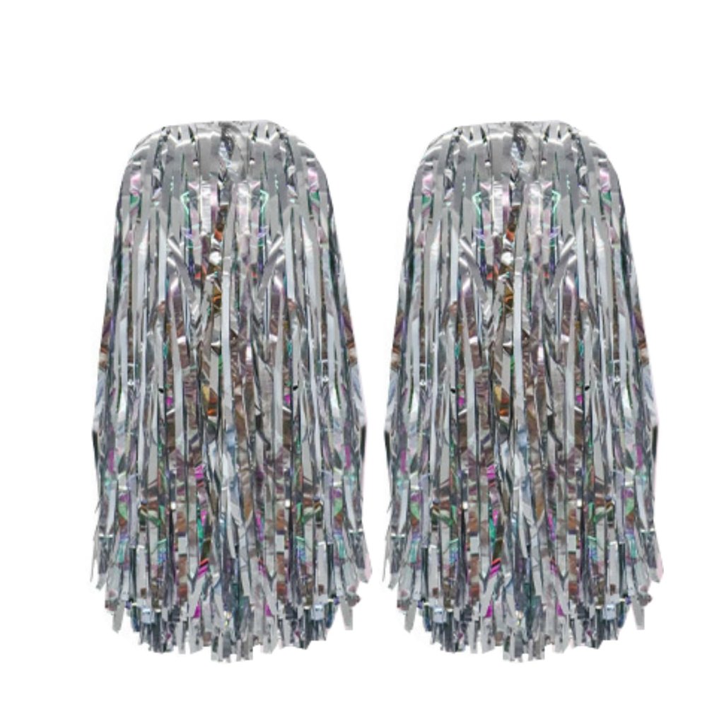 AUMIDO 2Pcs Cheerleading Pom Poms 12" 50g Pom Poms Cheer for Boy Girl School Sports Dance Games Team Spirit Cheer Rainbow Silk