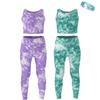 Essenclo Girls Athletic Leggings Yoga Pants w/Sleeveless Crop Tank Tops for Kids Workout Cheer Dance Run Sizes 3-16, 5pc Set - E2110 - Set-2-13-14 view 1