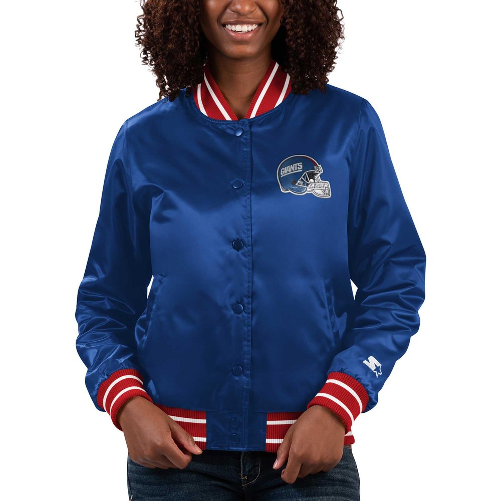 Starter Women's Royal New York Giants Full Count Satin Full-Snap Varsity Jacket