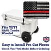USATuff Vinyl Cooler Lid Kit Compatible with YETI Haul Wheeled Tundra | Easy Peel & Stick Application Cooler Skin Decal Wrap | Durable Pre-Cut Pieces | Made for Outdoor Use - Thin Redline Flag view 3