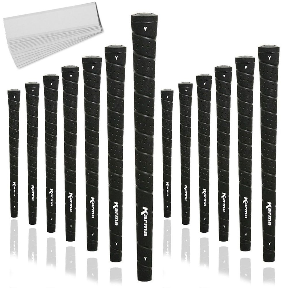 Karma Wrap Black Standard Golf Grips (13 Grips with Tape Strips)