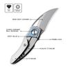 Cavol Karasu Pocket Folding Knife,2.12" Grey Ceramic M390 Steel Blade Titanium Handle Front Flipper Knife,Small EDC Knife with Pocket Clip (Grayish Blue) view 3