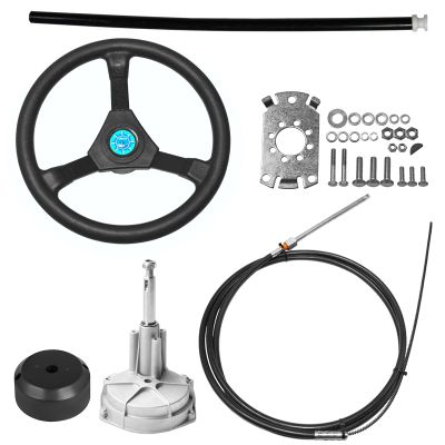JNDO 13FT Boat Steering Cable Kit Outboard Steering Cable Boat Steering System Kit with 12.5 Inch Wheel Rotary Helm