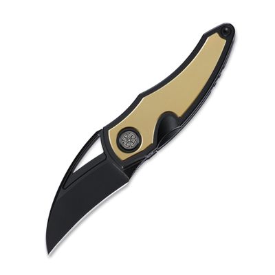 Cavol Knife Karasu Pocket Folding Knife,2.12" M390 Steel Blade PVD Processing, Titanium Handle Front Flipper Knife,Small EDC Knife with Pocket Clip (Black Gold)