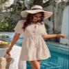 Blooming Jelly Women's Swimsuit Cover Ups Button Down Bathing Suit Coverups Bikini Beach Dress for Swimwear (M, Beige) view 2